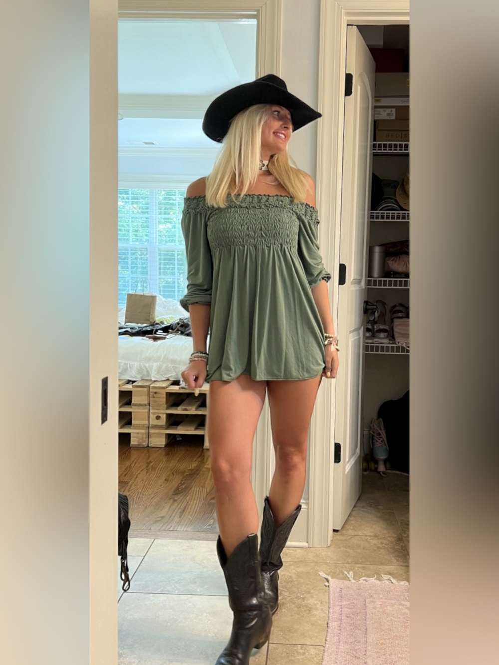 Green Off-Shoulder Dress